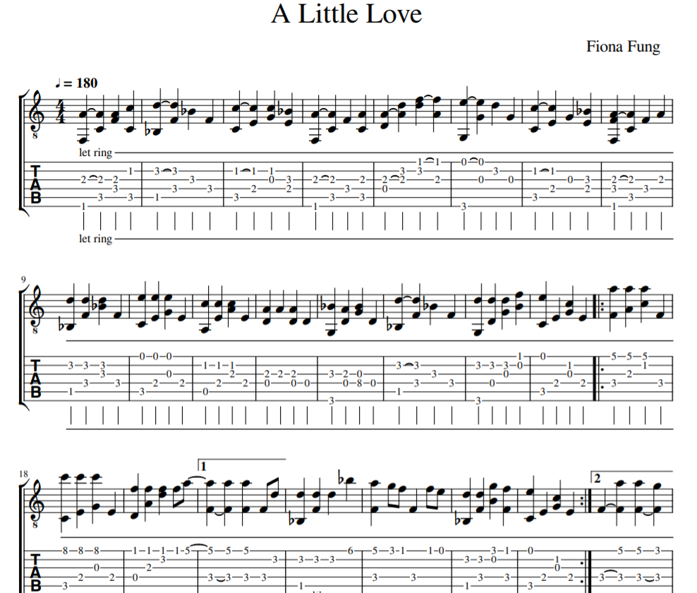 Fiona Fung - A Little Love for guitar